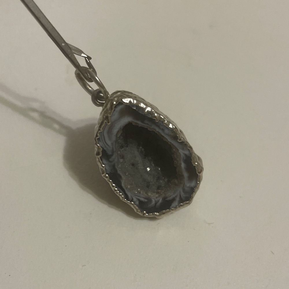 Vintage Silver and Black Geode Pendant